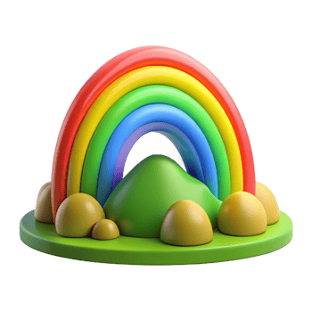 extraordinary classic A vibrant rainbow arcing over a lush green valley, panoramic view, vibrant colors high quality png