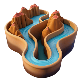 elegant classic A Winding River Cutting Through a Canyon professional png