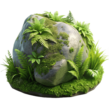 vibrant contemporary A Mossy Rock Covered in Ferns Damp genuine png