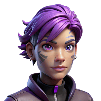 elegant rustic Portrait of a non-binary person with short, purple hair and intricate facial tattoos, cyberpunk style, dramatic chiaroscuro lighting high quality png