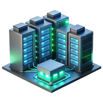 dramatic modern A Futuristic Server Room with Rows of premium png
