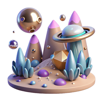 impressive creative Alien Landscape with Alien Artifacts Transparent for Scifi Projects exclusive png