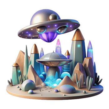 extraordinary abstract Alien Landscape with Alien Artifacts Transparent for Scifi Projects exclusive png