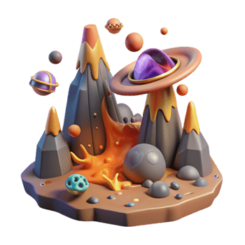 beautiful vintage Alien Landscape with Lava Flow Cutout for Scifi Posters premium png