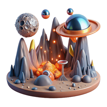 elegant classic Alien Landscape with Lava Flow Cutout for Scifi Posters high resolution png