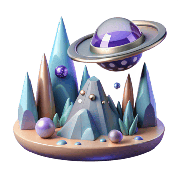 elegant traditional Alien Landscape with Spaceship Transparent for Scifi Scenes professional png