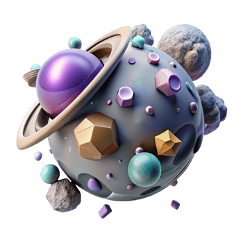 serene artistic Alien Planet with Asteroid Belt Transparent for Space Exploration genuine png