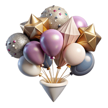beautiful classic Birthday Balloons Bouquet Cutout for Party Decorations authentic png