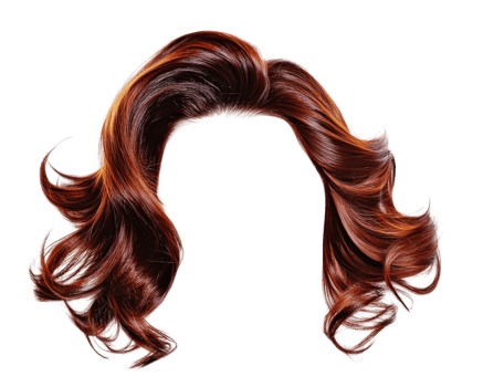 Luxurious wavy hair in rich auburn color, showcasing volume and shine. Perfect for hairstyles and beauty concepts png