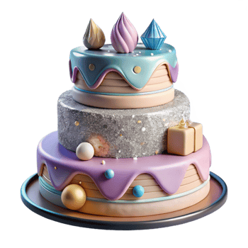 vibrant creative Birthday Cake Multi Tiered Decorated Isolated png