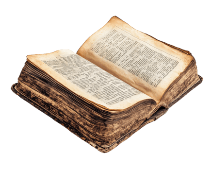 antique open book with yellowed pages and worn edges, showcasing its historical significance and vintage charm png