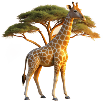 vibrant creative A Graceful Giraffe Reaching for Leaves 4K png
