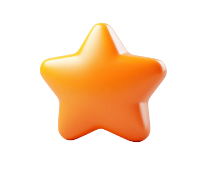 vibrant orange star shape with smooth surface, perfect for decorative purposes or as playful design element. Its bright color adds cheerful touch to any setting png