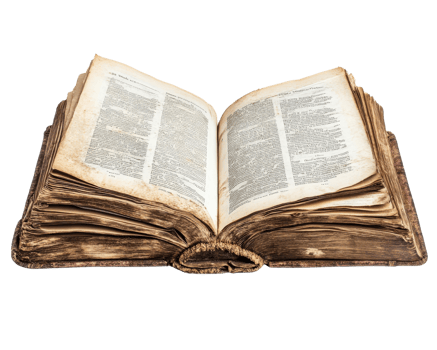 antique open book with yellowed pages and worn edges, showcasing its historical significance and charm. texture and details evoke sense of nostalgia and knowledge png