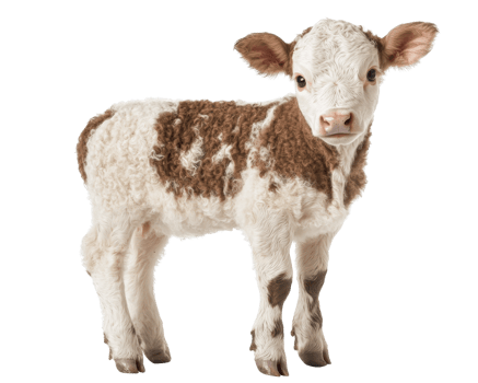 A small calf is standing in front of a black background png