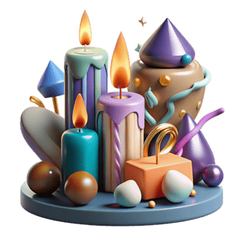 wonderful contemporary Birthday Candle Set with Various Colors Transparent for Customization high quality png