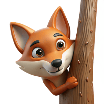 impressive modern A Sly Fox Peering out from Behind a Tree original png