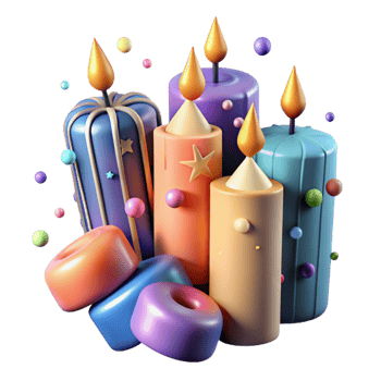 serene minimalist Birthday Candle Set with Various Colors Transparent for Customization png