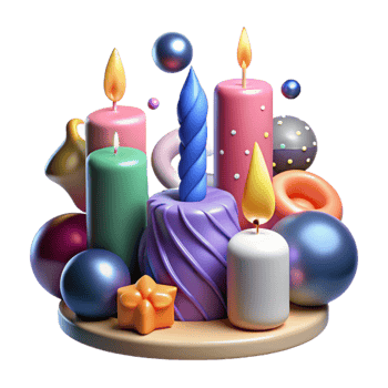 impressive creative Birthday Candle Set with Various Colors Transparent for Customization authentic png
