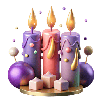 vibrant classic Birthday Candles in a Row Cutout for Party Banners professional png