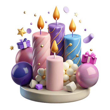 vibrant classic Birthday Candles in a Row Cutout for Party Banners exclusive png