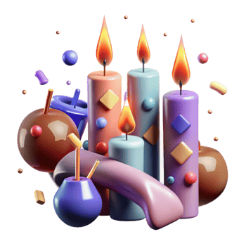 elegant creative Birthday Candles Numbered Age Indicator Isolated high quality png