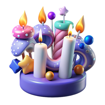 dramatic vintage Birthday Candles Numbered Transparent for Age Celebration high resolution png