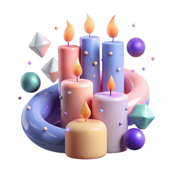 magnificent modern Birthday Candles Numbered Transparent for Age Celebration premium png