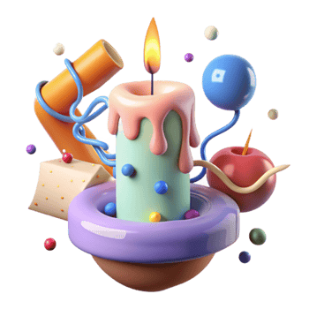 serene minimalist Birthday Candle with Colorful Sprinkles Transparent for Sweet Treats premium png