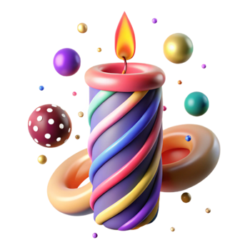 dramatic modern Birthday Candle with Colorful Sprinkles Transparent for Sweet Treats exclusive png