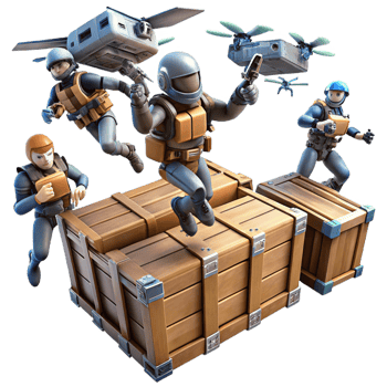 stunning abstract A Group of Space Pirates Battling Robotic detailed png