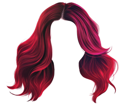 Vibrant red and purple wavy hair with flowing texture, perfect for creative designs png
