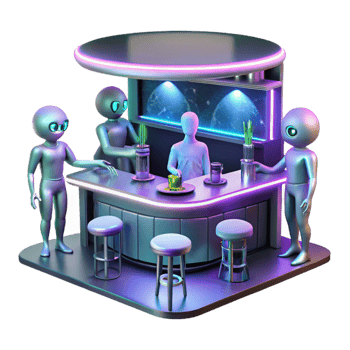 elegant creative A Futuristic Bar Scene with Alien Patrons genuine png
