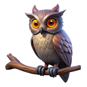 stunning artistic A wise old owl perched on a gnarled branch, its eyes glowing with an inner light, dramatic chiaroscuro lighting, digital painting style original png