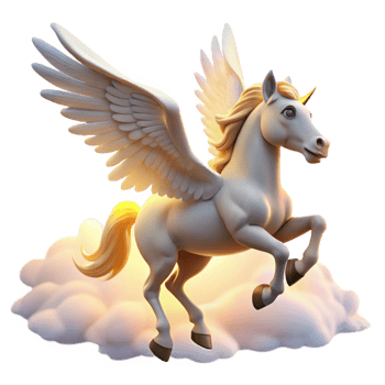 magnificent vintage A graceful pegasus, its white wings spread wide, soaring through a cloudy sky, illuminated by the warm glow of sunrise. Baroque style high quality png