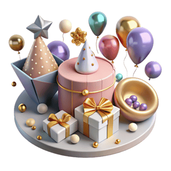 beautiful minimalist Birthday Party Decorations Kit Cutout for Event Planning professional png