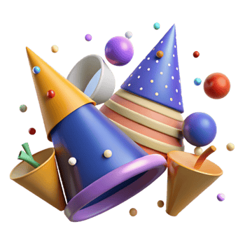 extraordinary contemporary Birthday Party Hats Cone Shaped Colorful Cutout professional png