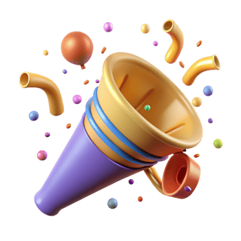 wonderful rustic Birthday Party Horn Noisemaker Isolated original png