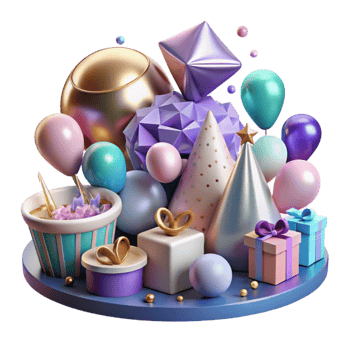 serene classic Birthday Party Supplies Set Cutout for Event Organization genuine png