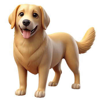 elegant traditional A loyal golden retriever dog with a wagging tail, warm photorealistic style, soft natural light professional png