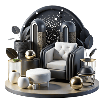 magnificent minimalist Black and White Furniture Icons Transparent for Print Media high resolution png