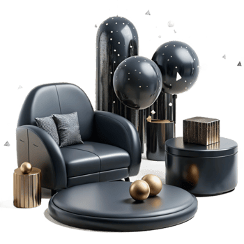 wonderful vintage Black Furniture Silhouettes Isolated for TRANSPARENT COLOR BLEND Mode Design detailed png