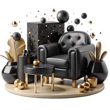 dramatic creative Black Furniture Silhouettes Isolated for TRANSPARENT COLOR BLEND Mode Design detailed png