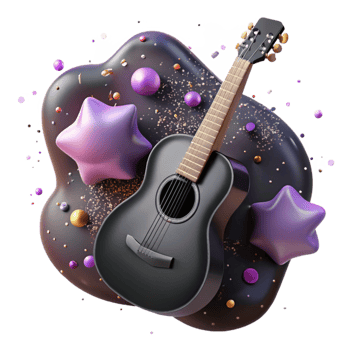 vibrant classic Black Guitar Silhouette Isolated for Dark Backgrounds detailed png