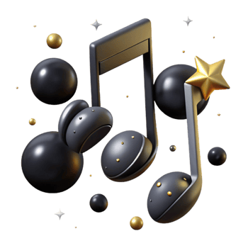 impressive minimalist Black Music Notes Isolated for Dark Mode Designs detailed png
