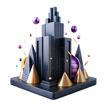vibrant minimalist Black Skyscraper Silhouette Building Isolated for Projects professional png