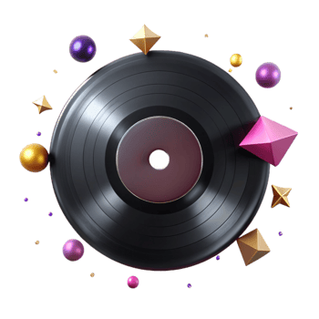 wonderful classic Black Vinyl Record Silhouette Isolated for Classic Designs professional png