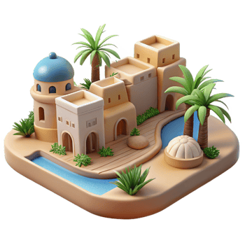 wonderful modern Desert Oasis Village Adobe Buildings Palm premium png