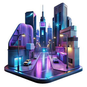 magnificent creative Cyberpunk street scene, neon signs, holographic projections, rainy night, futuristic cityscape, digital painting original png