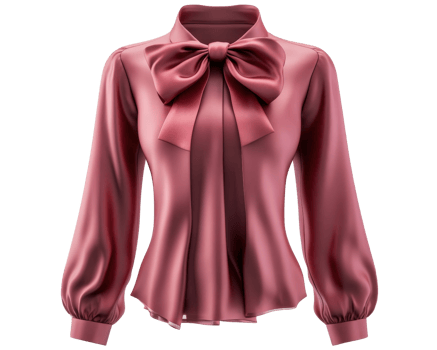 A pink blouse with a bow on the front png